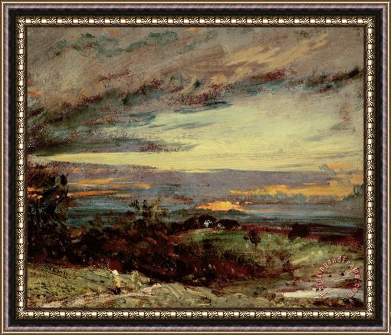 John Constable Sunset Study Of Hampstead Framed Painting