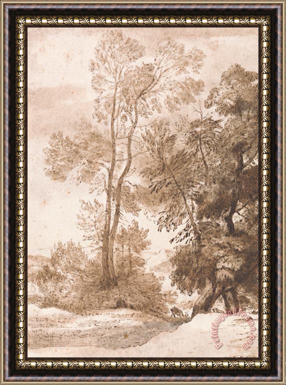 John Constable Trees And Deer Framed Print