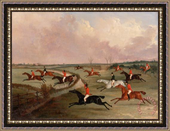 John Dalby The Quorn Hunt in Full Cry Second Horses, After Henry Alken Framed Painting