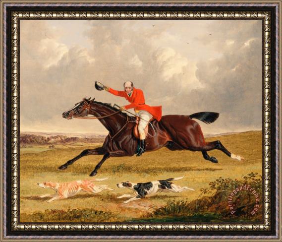 John Frederick Herring Foxhunting Encouraging Hounds Framed Painting