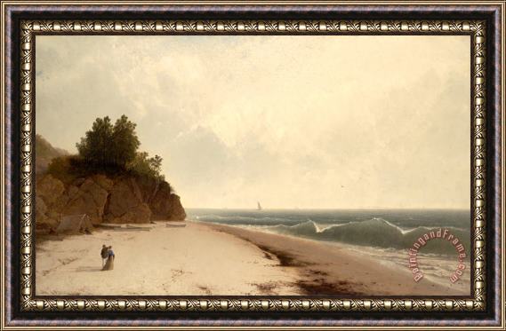 John Frederick Kensett Coast Scene with Figures (beverly Shore) Framed Painting