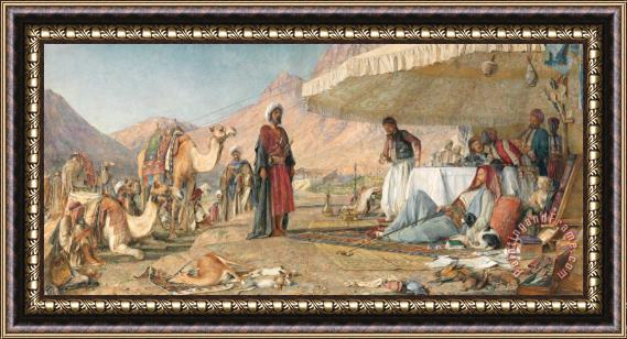 John Frederick Lewis A Frank Encampment in The Desert of Mount Sinai. 1842 Framed Print