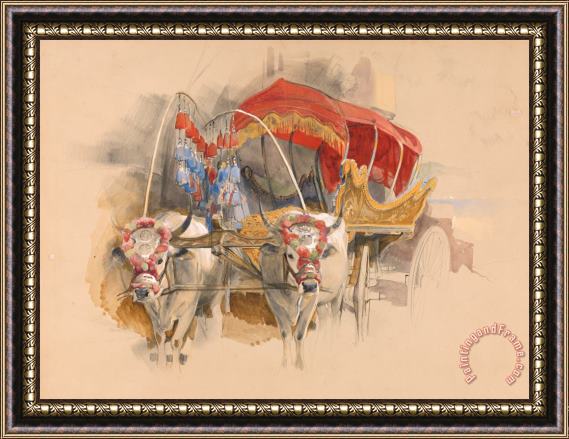 John Frederick Lewis A Turkish Araba Drawn by Two White Oxen, Constantinople Framed Print