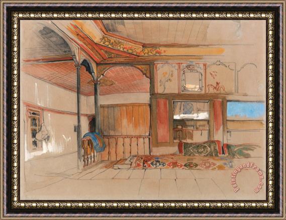 John Frederick Lewis Interior of an Eastern House Framed Painting