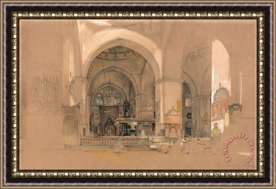 John Frederick Lewis Interior of The Great Mosque, (ulucami) Bursa, Turkey Framed Painting