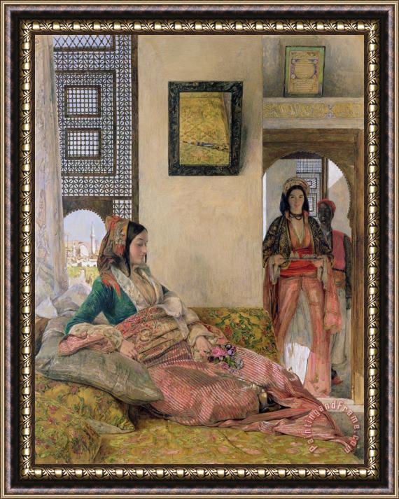 John Frederick Lewis  Life in the harem - Cairo Framed Print
