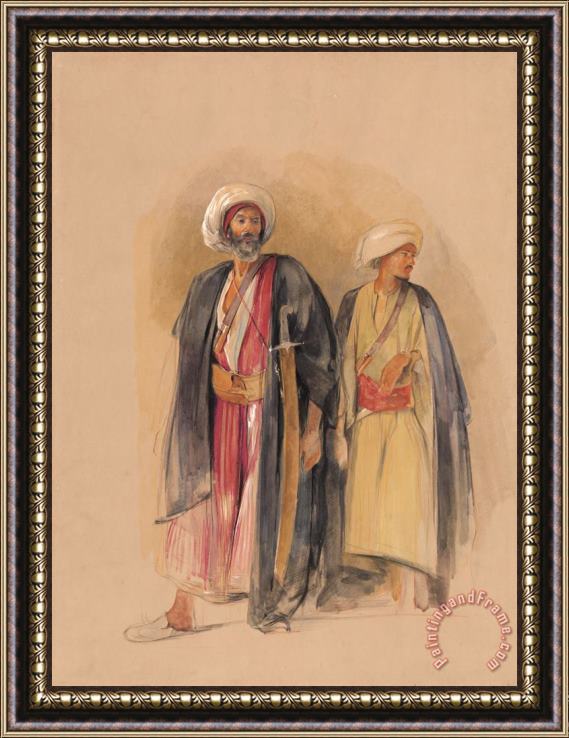 John Frederick Lewis Sheik Hussein of Gebel Tor And His Son Framed Painting