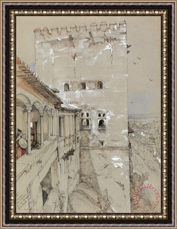 John Frederick Lewis The Torre De Comares, Alhambra, 1835 Framed Painting