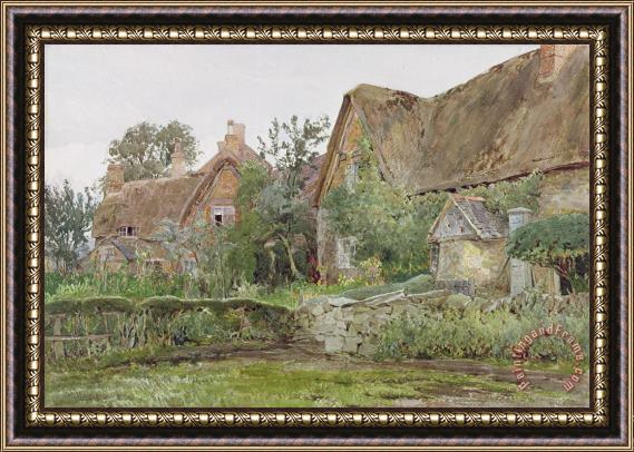 John Fulleylove Thatched Cottages and Cottage Gardens Framed Painting