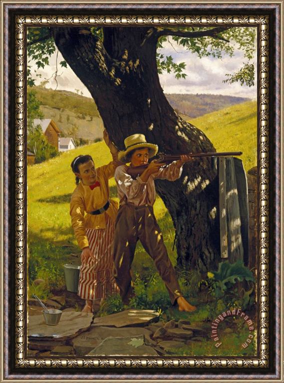 John George Brown A Sure Shot Framed Painting