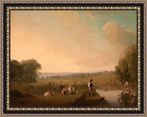 John James Chalon A View of Theobald's Park, Hertfordshire Framed Painting