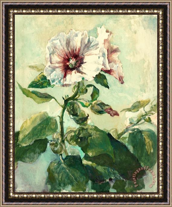John LaFarge Study of Pink Hollyhocks in Sunlight, From Nature Framed Painting