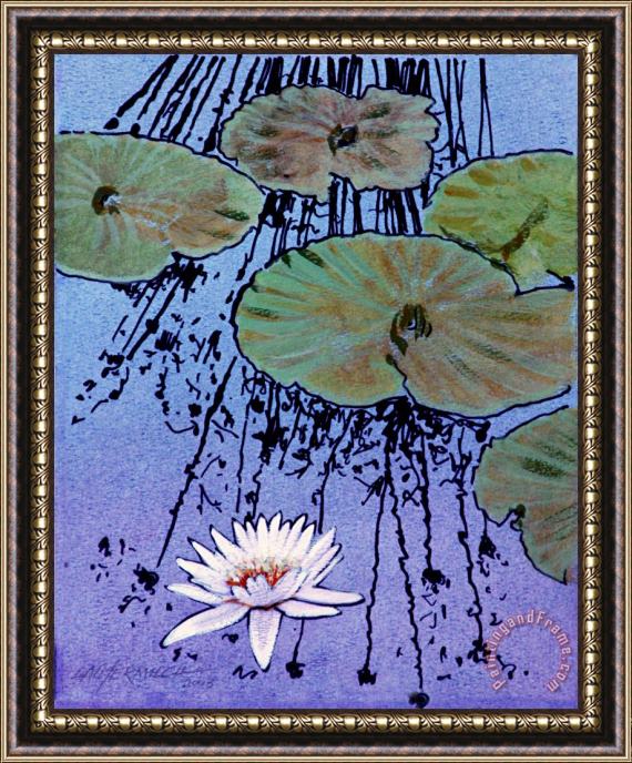 John Lautermilch Floating White Lily Framed Painting