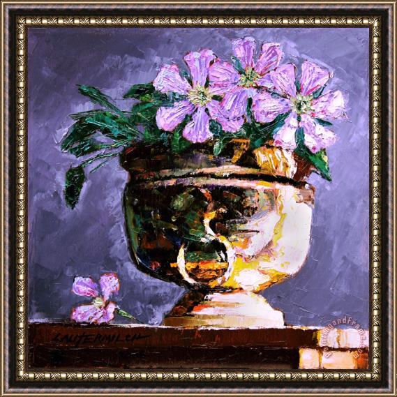 John Lautermilch Golden Flower Pot Framed Painting