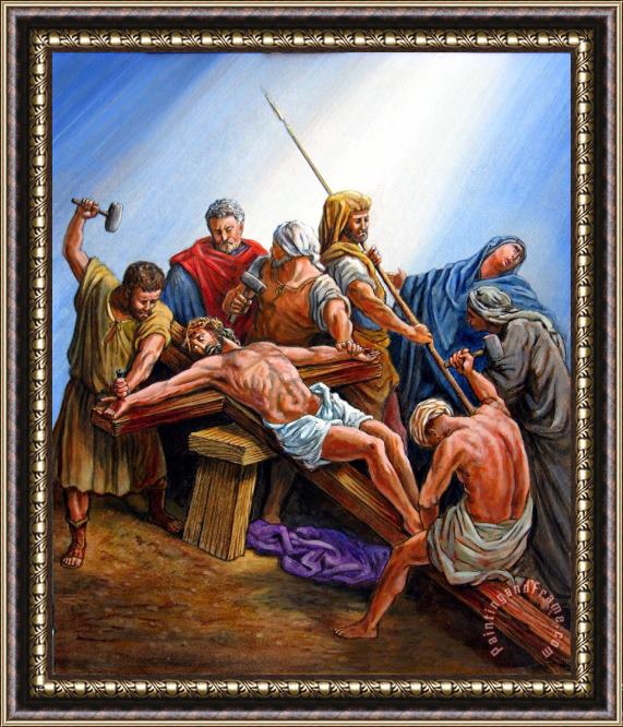 John Lautermilch Jesus Nailed to the Cross Framed Painting
