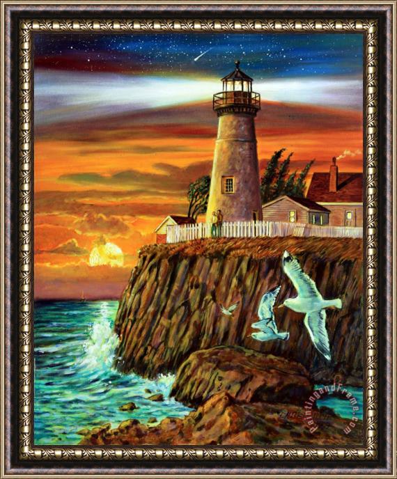 John Lautermilch Lighthouse Sunset Framed Print