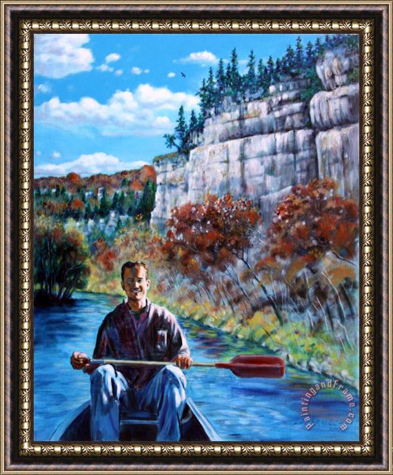 John Lautermilch Mike on Float Trip Framed Painting