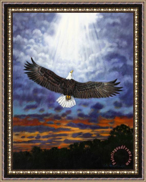 John Lautermilch On Eagles Wings Framed Painting