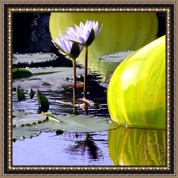John Lautermilch Purple Petals and Glass Framed Painting