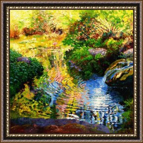 A Pond in The Morvan Framed Prints - Ripples on a Quiet Pond by John Lautermilch