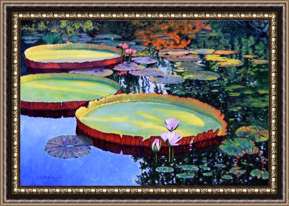 John Lautermilch Sunspots on Lily Pond Framed Painting