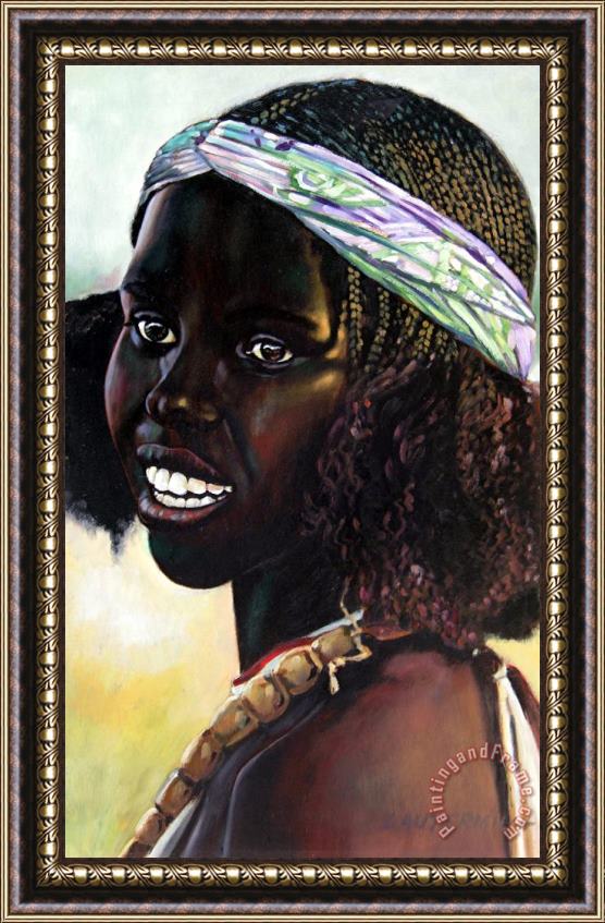 John Lautermilch Young Black African Girl Framed Painting