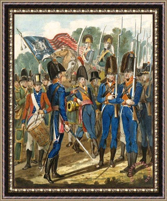 John Lewis Krimmel Members of The City Troop And Other Philadelphia Soldiery Framed Painting