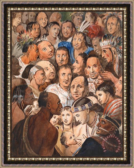John Lewis Krimmel Tableau of Indian Faces Framed Painting