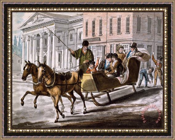 John Lewis Krimmel Winter Scene in Philadelphia Framed Print