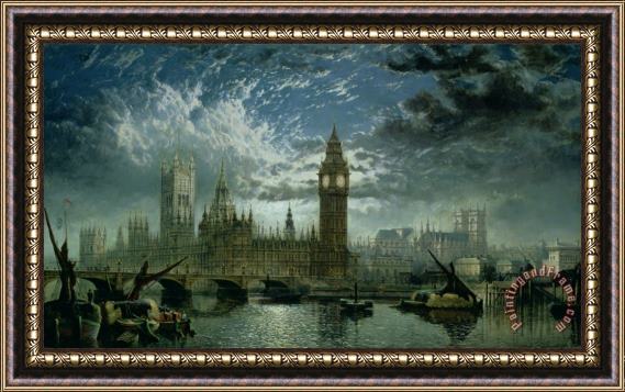 John MacVicar Anderson A View of Westminster Abbey and the Houses of Parliament Framed Painting