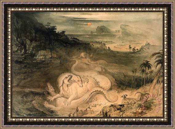 John Martin The Country of The Iguanodon Framed Painting
