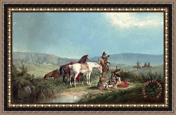 John Mix Stanley Indians Playing Cards Framed Painting