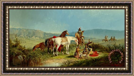 John Mix Stanley Indians Playing Cards Framed Painting