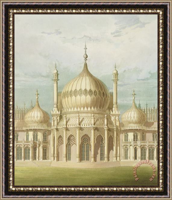 John Nash Exterior Of The Saloon From Views Of The Royal Pavilion Framed Painting