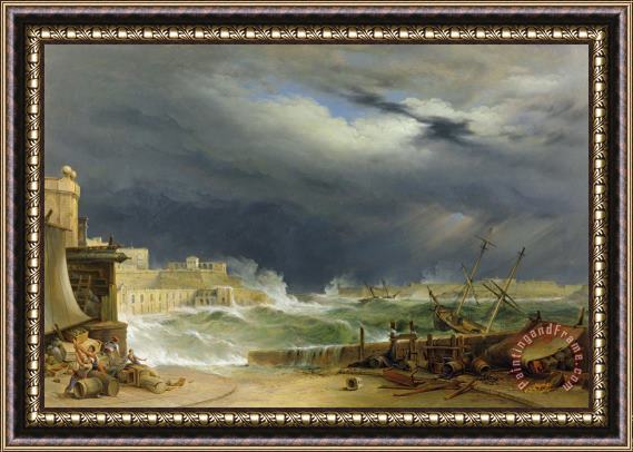 John or Giovanni Schranz Storm Malta Framed Painting