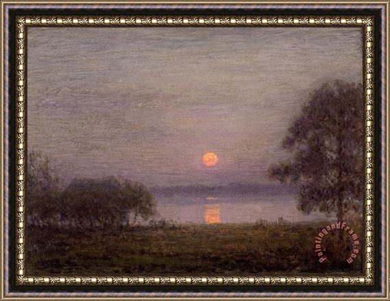 John Ottis Adams Moonrise, Tampa Bay Framed Painting