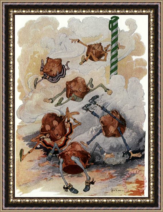 John R. Neill Land of Oz: Personified Muffins Tumbling Out of Steam Framed Painting