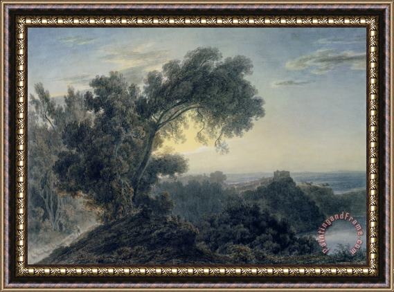 John Robert Cozens The Lake of Albano and Castle Gandolfo Framed Painting