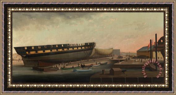 John Rogers Heaving Up His Majesty's Frigate 'diana' at Blackburn's Yard, Near Plymouth Framed Painting