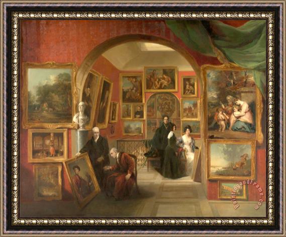 John Scarlett Davis The Interior of The British Institution Gallery Framed Painting