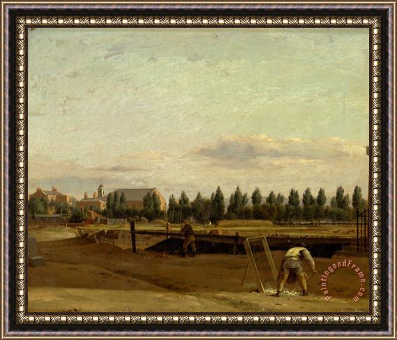 John Seguier Excavating The Regent's Canal, with a View of Marylebone Chapel Framed Print