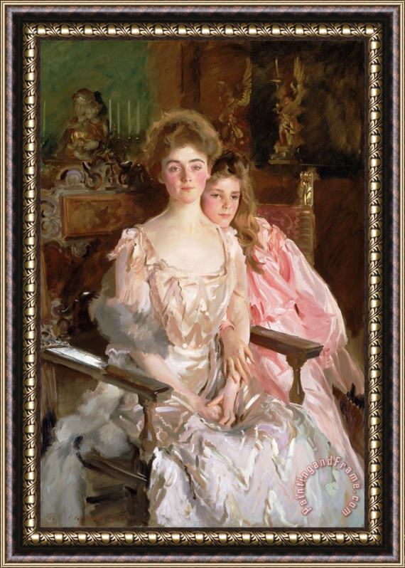 John Singer Sargent Mrs. Fiske Warren (gretchen Osgood) And Her Daughter Rachel Framed Print