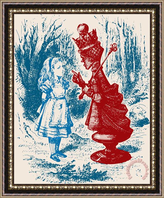 John Tenneil Alice Meeting The Red Queen Framed Painting