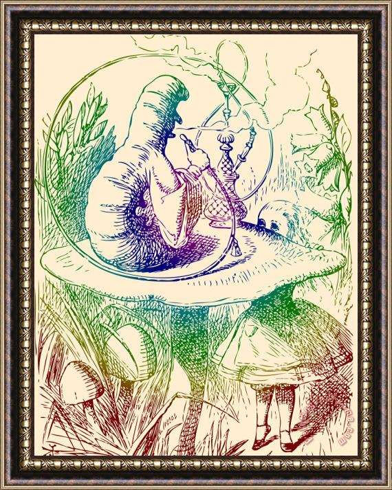 John Tenniel Smoking Caterpillar Alice In Wonderland Framed Print