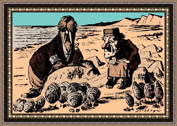 John Tenniel Walrus And Oysters Alice In Wonderland Framed Painting