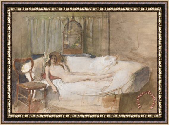 John Ward Nude on a Sofa Framed Print
