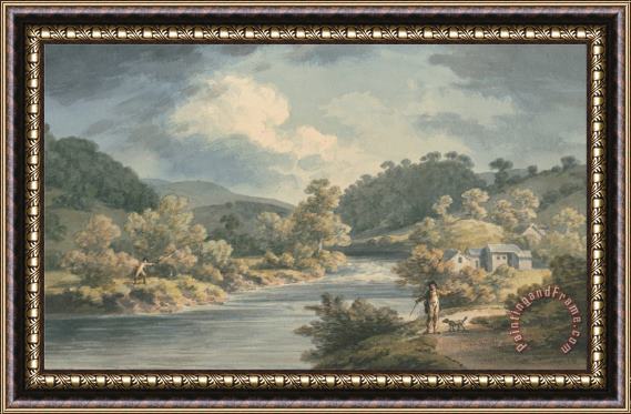 John Warwick Smith A Fisherman in The Vale of Myfod, Site of The Palace of The Princess of Powis Framed Painting