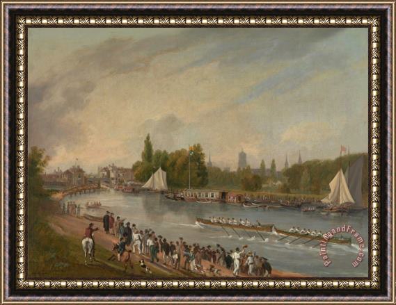John Whessell A Boat Race on The River Isis, Oxford Framed Painting
