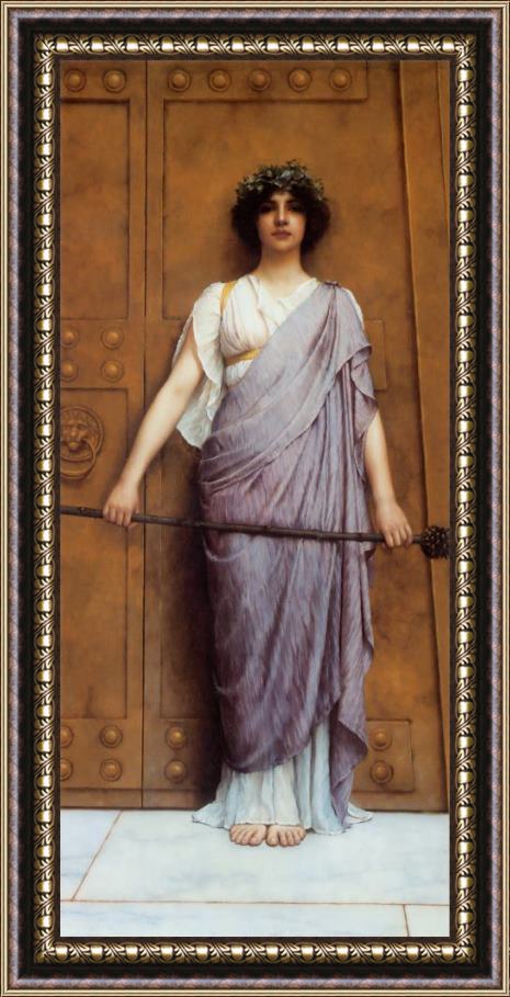 John William Godward At The Gate of The Temple Framed Painting