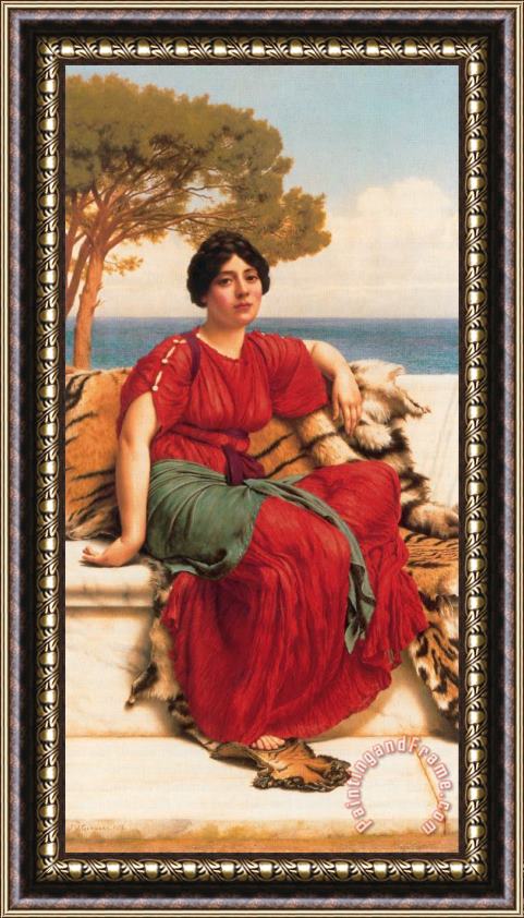 John William Godward By The Blue Ionian Sea Framed Painting